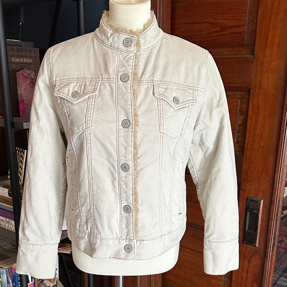 VINTAGE Y2K Gap Faux Shearling Corduroy Trucker Jacket Sz M